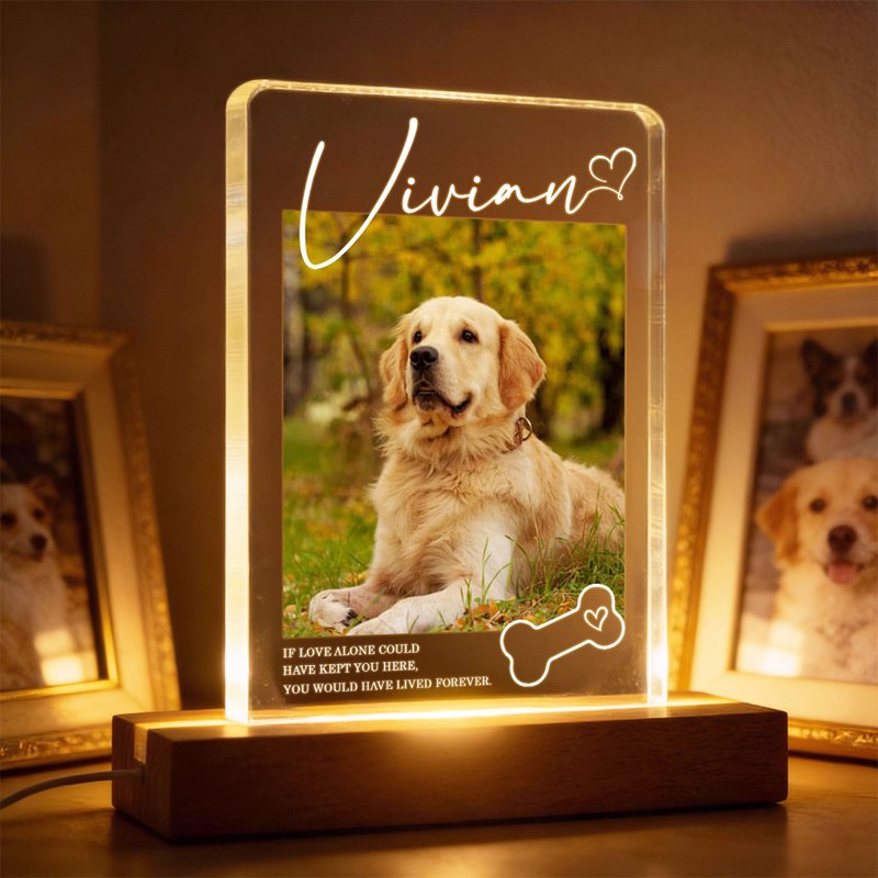 If Love Alone Could Have Kept You Here - Personalized Pet Loss Memorial Acrylic Block LED Night Light