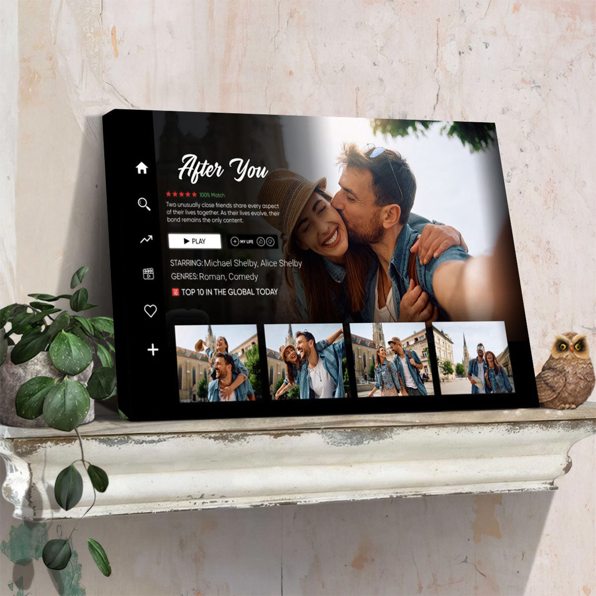 Custom Couple Movie Landscape Canvas / Poster - Personalized Photo Wall Art for Couple Anniversary Gift