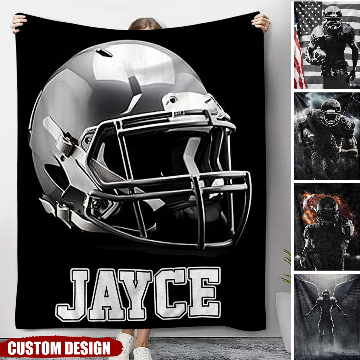 Born for the Game, Made to Stand Out – Personalized Football Player Blanket, Custom Name & Jersey Number Gift