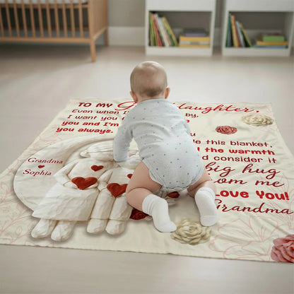 To My Granddaughter Custom Fleece Blanket, Heartfelt I Love You Message & Cute Figurine Art, Unique Keepsake Gift