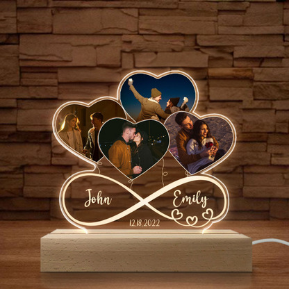 Custom Photo Infinity Heart Balloon‑Shaped 3D LED Lamp‑Personalized Romantic Gift for Couples