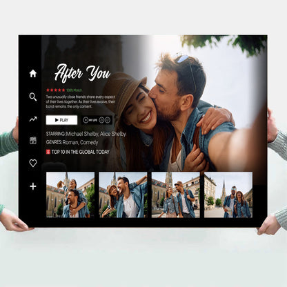 Custom Couple Movie Landscape Canvas / Poster - Personalized Photo Wall Art for Couple Anniversary Gift