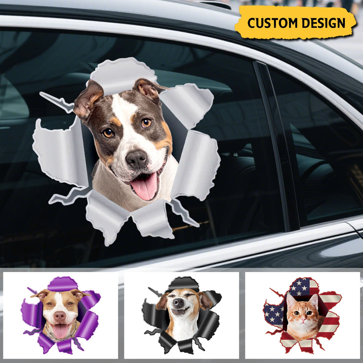 Paws Bursting Through – Personalized 3D Pet Car Decal, Custom Breakthrough Sticker or Magnet