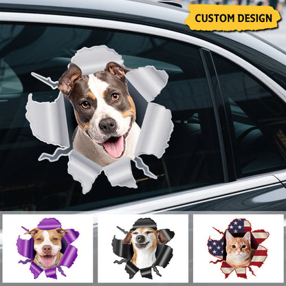 Paws Bursting Through – Personalized 3D Pet Car Decal, Custom Breakthrough Sticker or Magnet