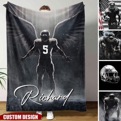 Born for the Game, Made to Stand Out – Personalized Football Player Blanket, Custom Name & Jersey Number Gift