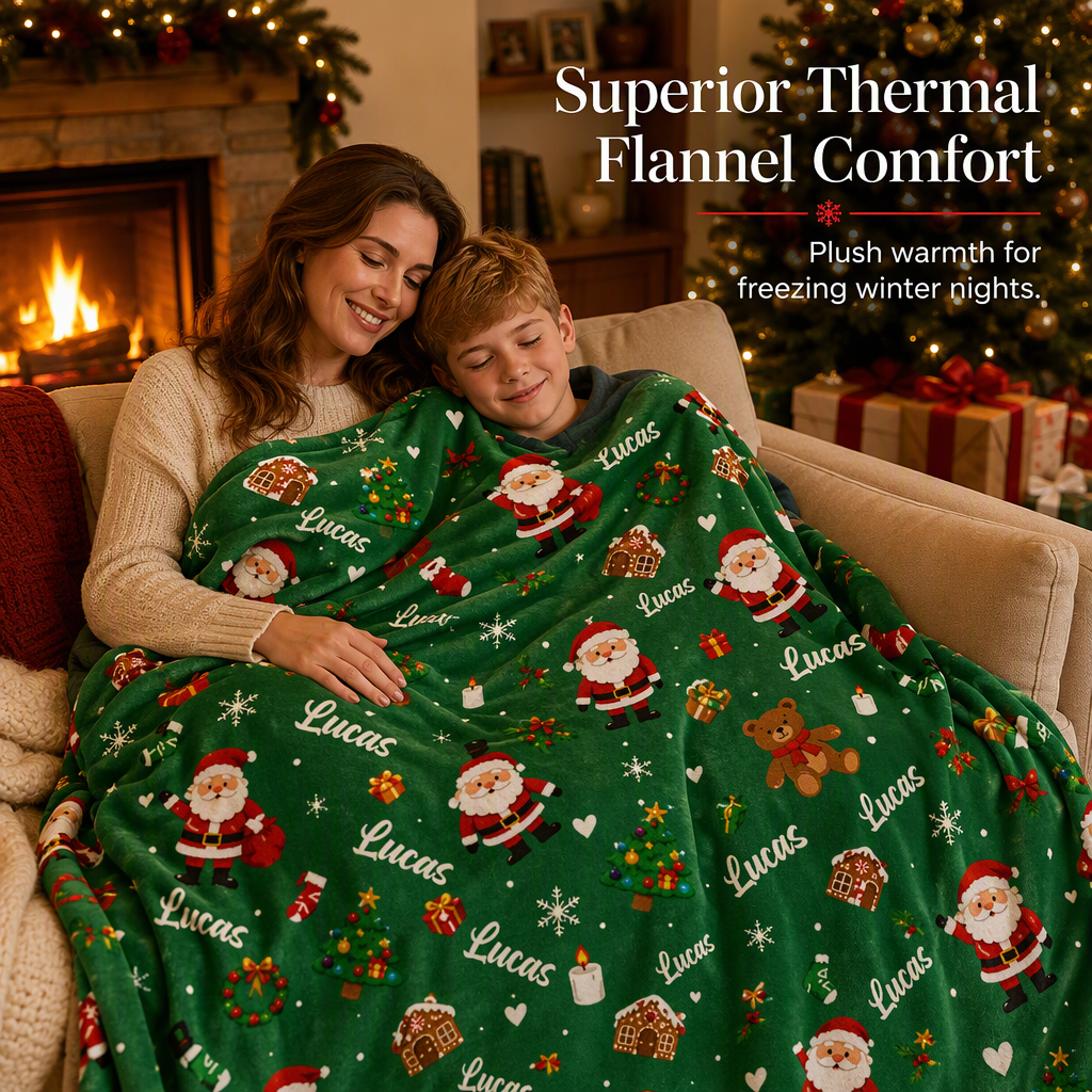 Customize gifts with cute Santa Claus patterns for children and friends, and customize personalized Christmas cartoon patterned blankets with names for her