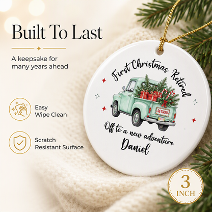 First Christmas Retired Custom Ceramic Ornament - Personalized Retirement Keepsake Gift