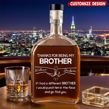 A Brother Like You Is One of a Kind, Personalized Whiskey Decanter, Custom Names Gift for Brothers