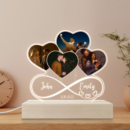Custom Photo Infinity Heart Balloon‑Shaped 3D LED Lamp‑Personalized Romantic Gift for Couples