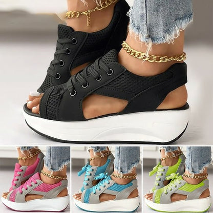 🔥Varm rea - 49% rabatt 🔥 Sandaler med snörning och kontrasterande utskärningar.