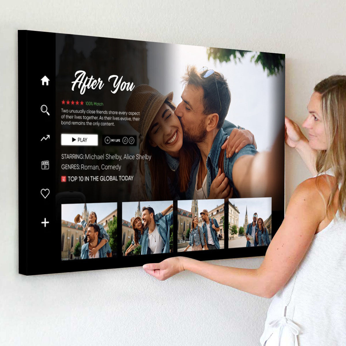 Custom Couple Movie Landscape Canvas / Poster - Personalized Photo Wall Art for Couple Anniversary Gift