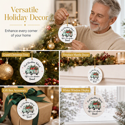 First Christmas Retired Custom Ceramic Ornament - Personalized Retirement Keepsake Gift