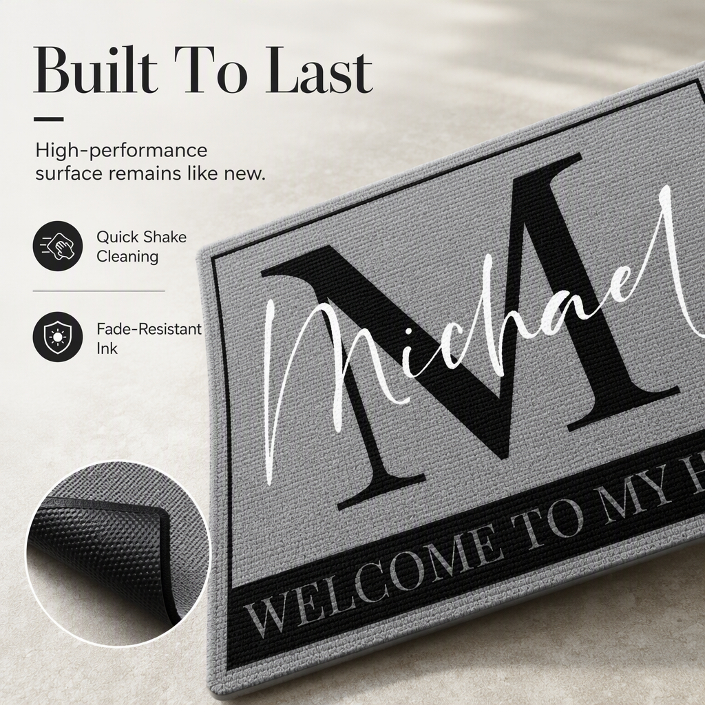 Personalized Family Name Doormat - Custom Monogram Entrance Doormat - Housewarming Gift for Homeowners