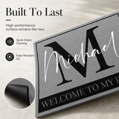Personalized Family Name Doormat - Custom Monogram Entrance Doormat - Housewarming Gift for Homeowners