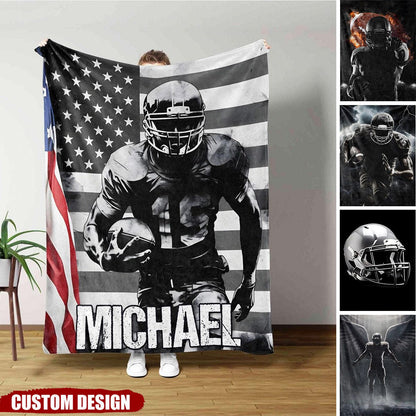 Born for the Game, Made to Stand Out – Personalized Football Player Blanket, Custom Name & Jersey Number Gift