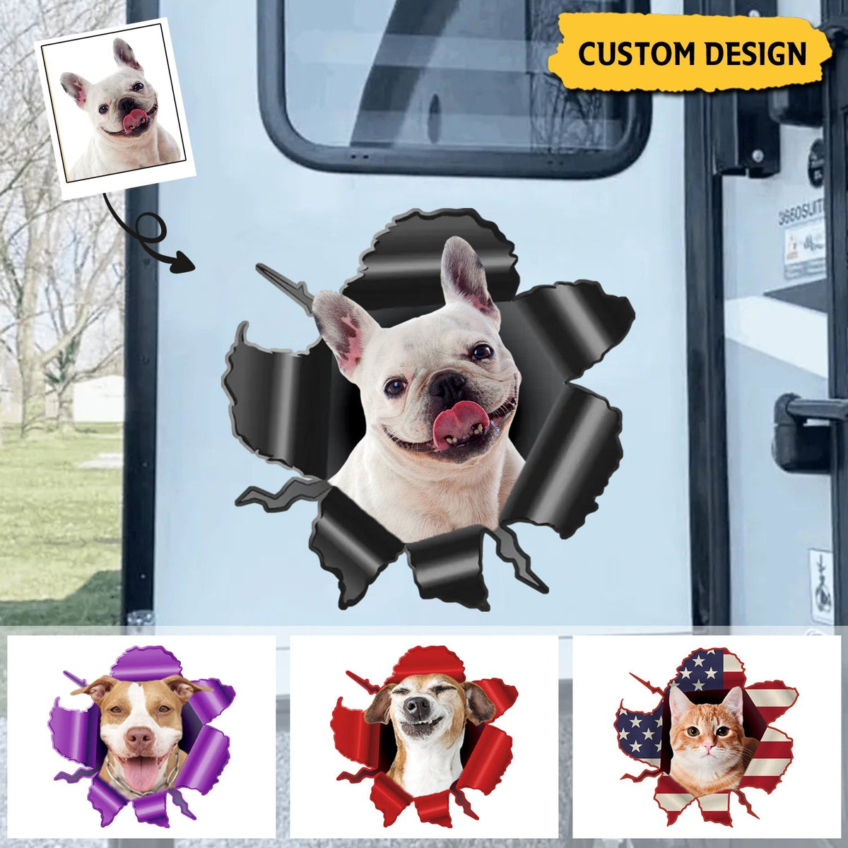 Paws Bursting Through – Personalized 3D Pet Car Decal, Custom Breakthrough Sticker or Magnet