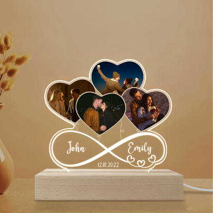 Custom Photo Infinity Heart Balloon‑Shaped 3D LED Lamp‑Personalized Romantic Gift for Couples
