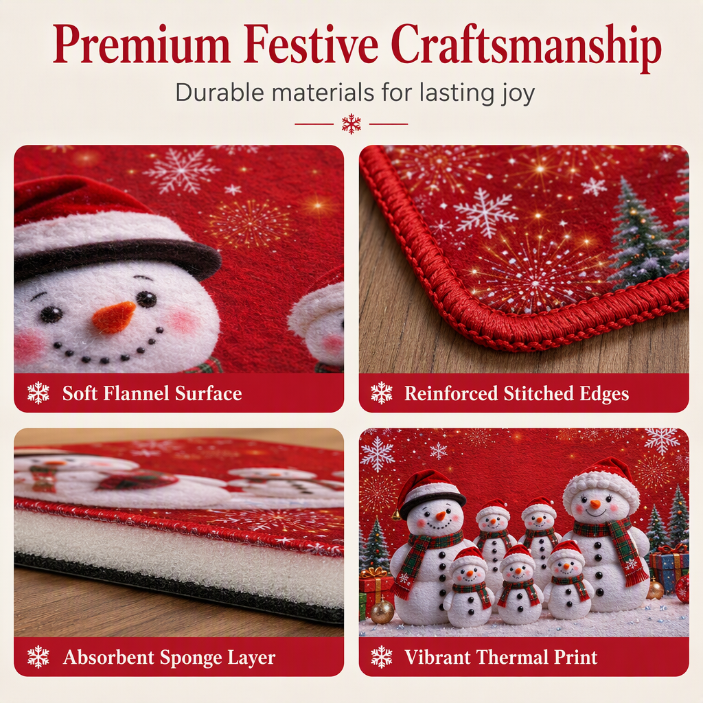 Custom Standard Doormat with Cute Snowman Family, Festive Entryway Decor for Grandparents' Home, Heartwarming Personalized Gift Idea for Indoor or Outdoor Use