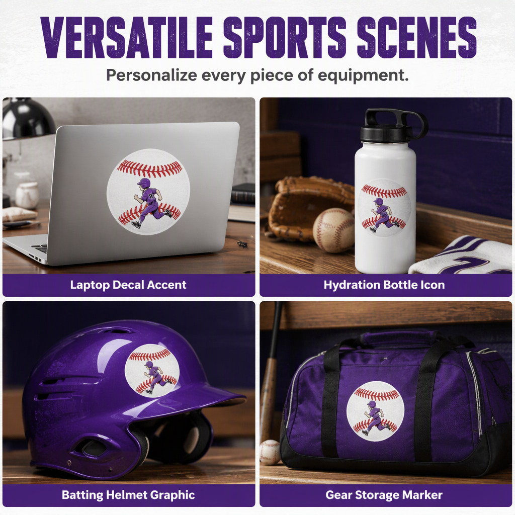 Custom Baseball Sticker | Personalized Name &amp; Jersey Number | Durable Waterproof Vinyl | Sporty Gift for Baseball Fans