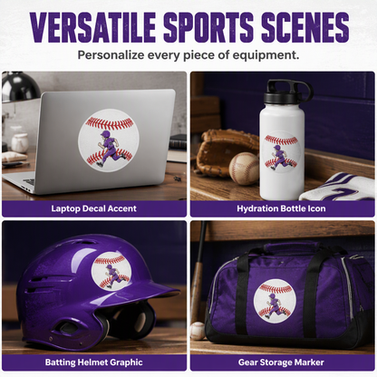 Custom Baseball Sticker | Personalized Name &amp; Jersey Number | Durable Waterproof Vinyl | Sporty Gift for Baseball Fans