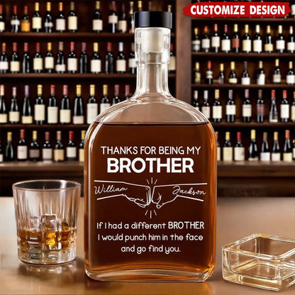 A Brother Like You Is One of a Kind, Personalized Whiskey Decanter, Custom Names Gift for Brothers