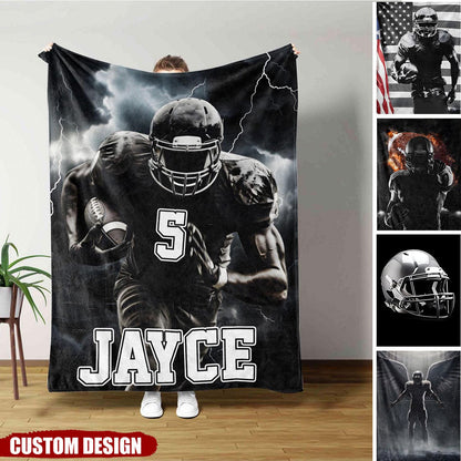Born for the Game, Made to Stand Out – Personalized Football Player Blanket, Custom Name & Jersey Number Gift