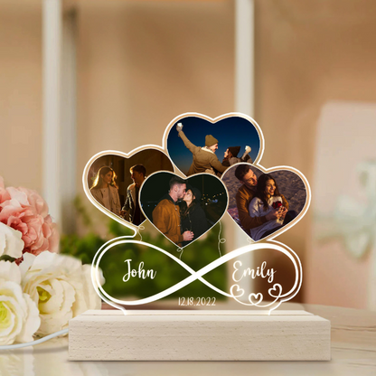 Custom Photo Infinity Heart Balloon‑Shaped 3D LED Lamp‑Personalized Romantic Gift for Couples