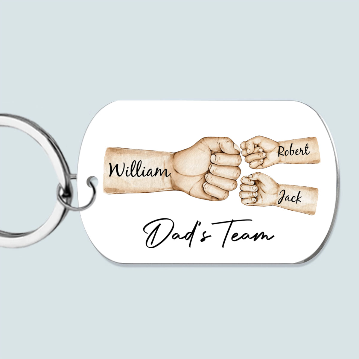 Daddy’s Team Fist Bump - Personalized Stainless Steel Keychain