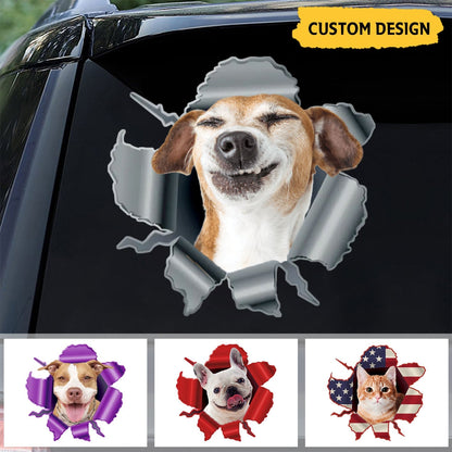 Paws Bursting Through – Personalized 3D Pet Car Decal, Custom Breakthrough Sticker or Magnet