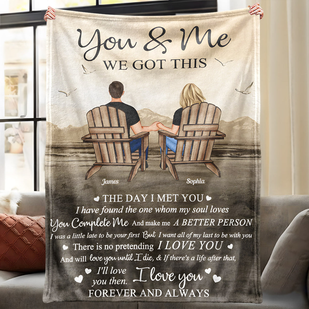 Heartfelt Personalized 'The Day I Met You' Blanket for Couples