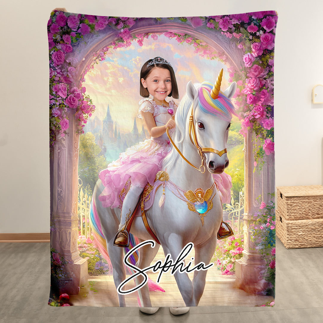 Unicorn Princess - Personalized Photo Blanket - Gifts For Daughters, Girls