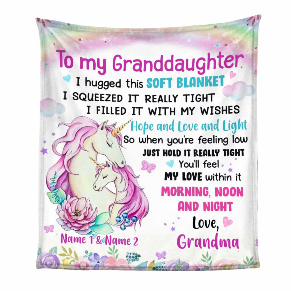 Granddaughter’s Magical Hug - Personalized Unicorn Blanket