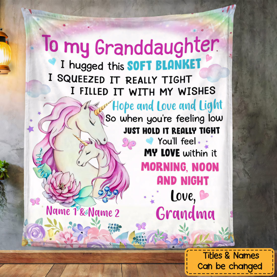 Granddaughter’s Magical Hug - Personalized Unicorn Blanket
