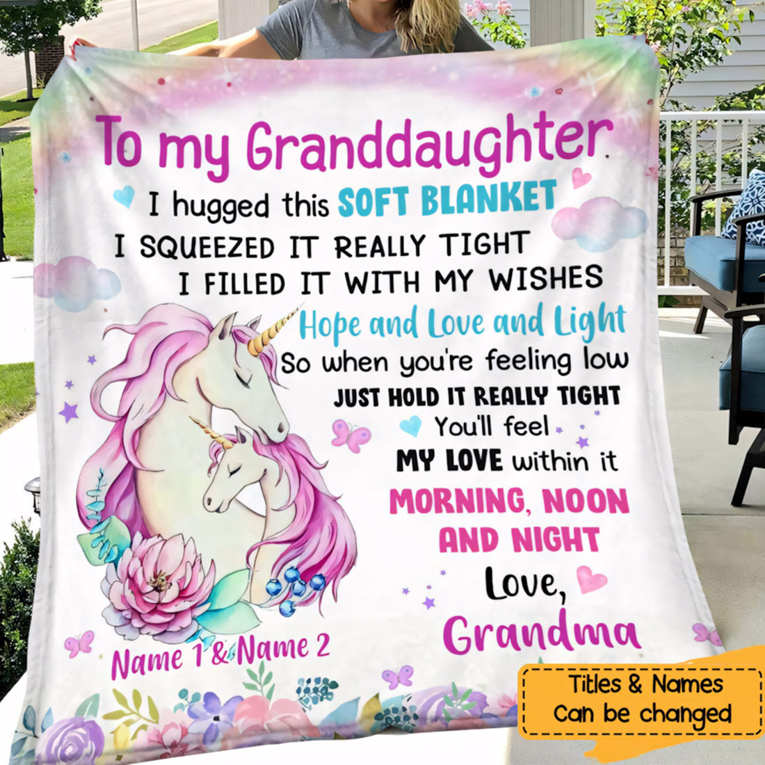 Granddaughter’s Magical Hug - Personalized Unicorn Blanket