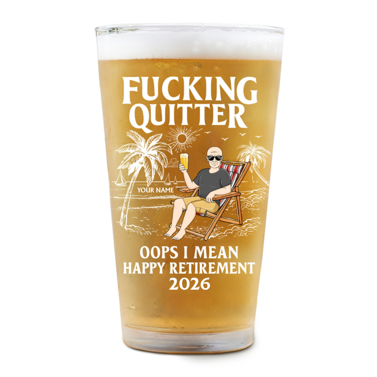 Oops I Mean Happy Retirement - Personalized Custom Beer Glass