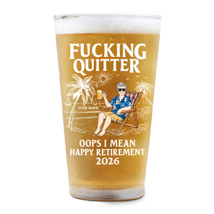 Oops I Mean Happy Retirement - Personalized Custom Beer Glass
