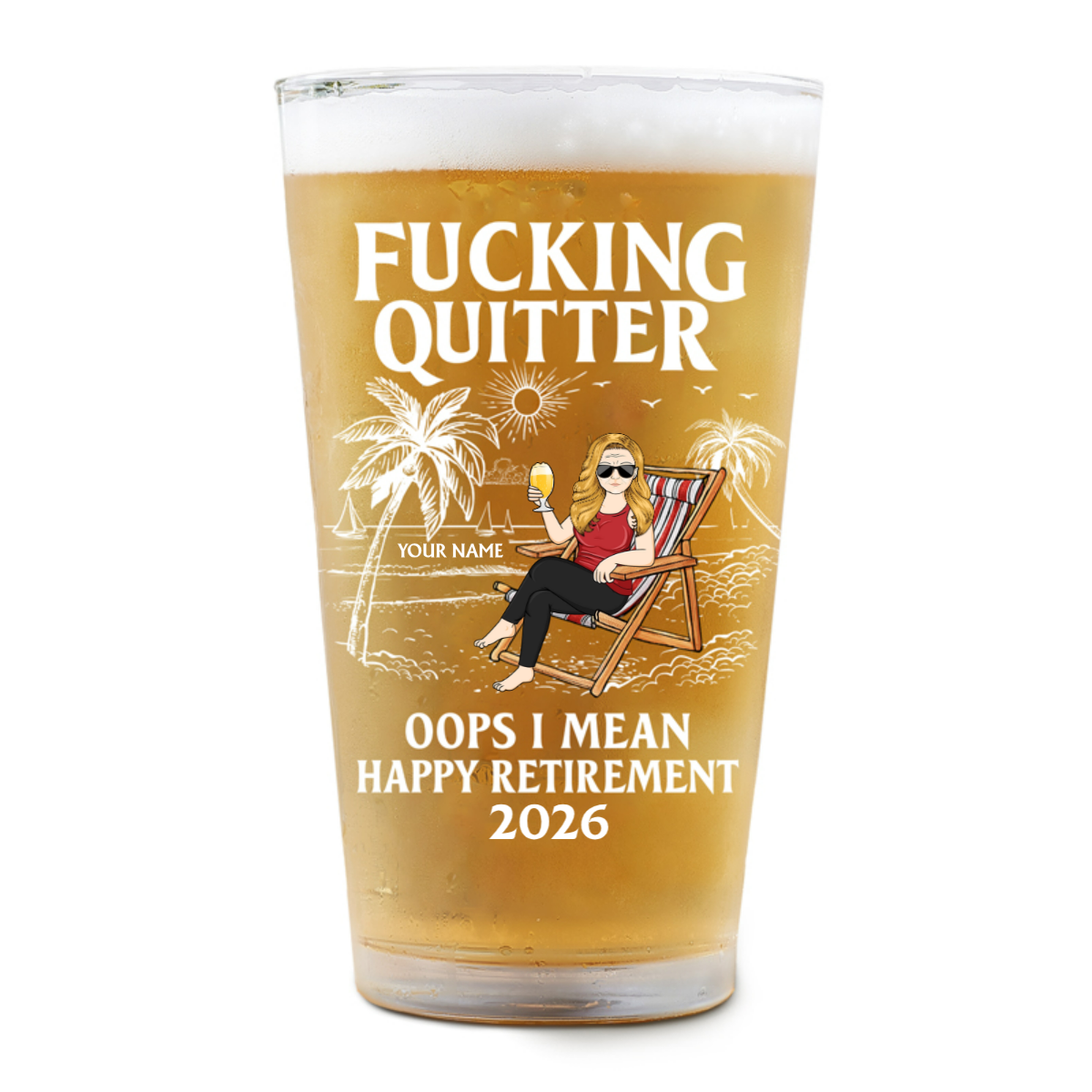 Oops I Mean Happy Retirement - Personalized Custom Beer Glass