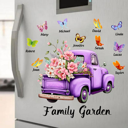 Custom Pink Floral Truck & Butterfly Sticker｜Thoughtful Personalized Gift for Grandma