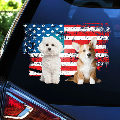 Paws, Stripes & American Pride – Personalized Dog Car Decal, Custom Patriotic Pet Sticker