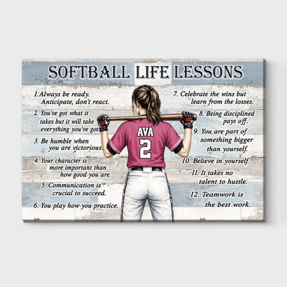Personalized Baseball & Softball Life Lessons Poster / Canvas - Gift for Sports Families