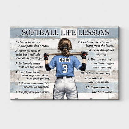 Personalized Baseball & Softball Life Lessons Poster / Canvas - Gift for Sports Families