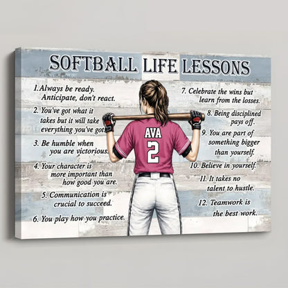 Personalized Baseball & Softball Life Lessons Poster / Canvas - Gift for Sports Families