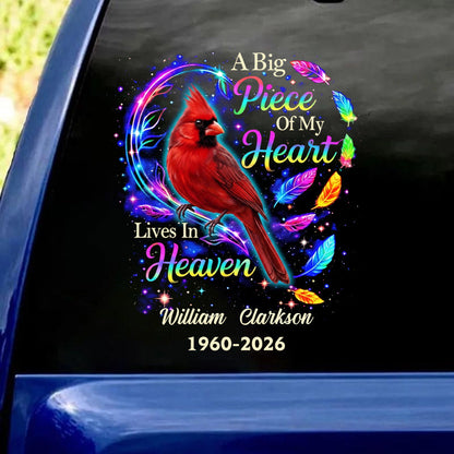A Piece Of My Heart Is Always With You - Personalized Red Cardinal Memorial Decal