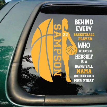 Customizable Basketball Family Car Decal - Personalized Sports Sticker Gift for Basketball Mom & Dad