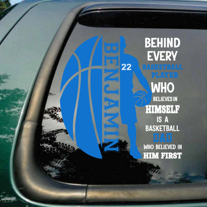 Customizable Basketball Family Car Decal - Personalized Sports Sticker Gift for Basketball Mom & Dad