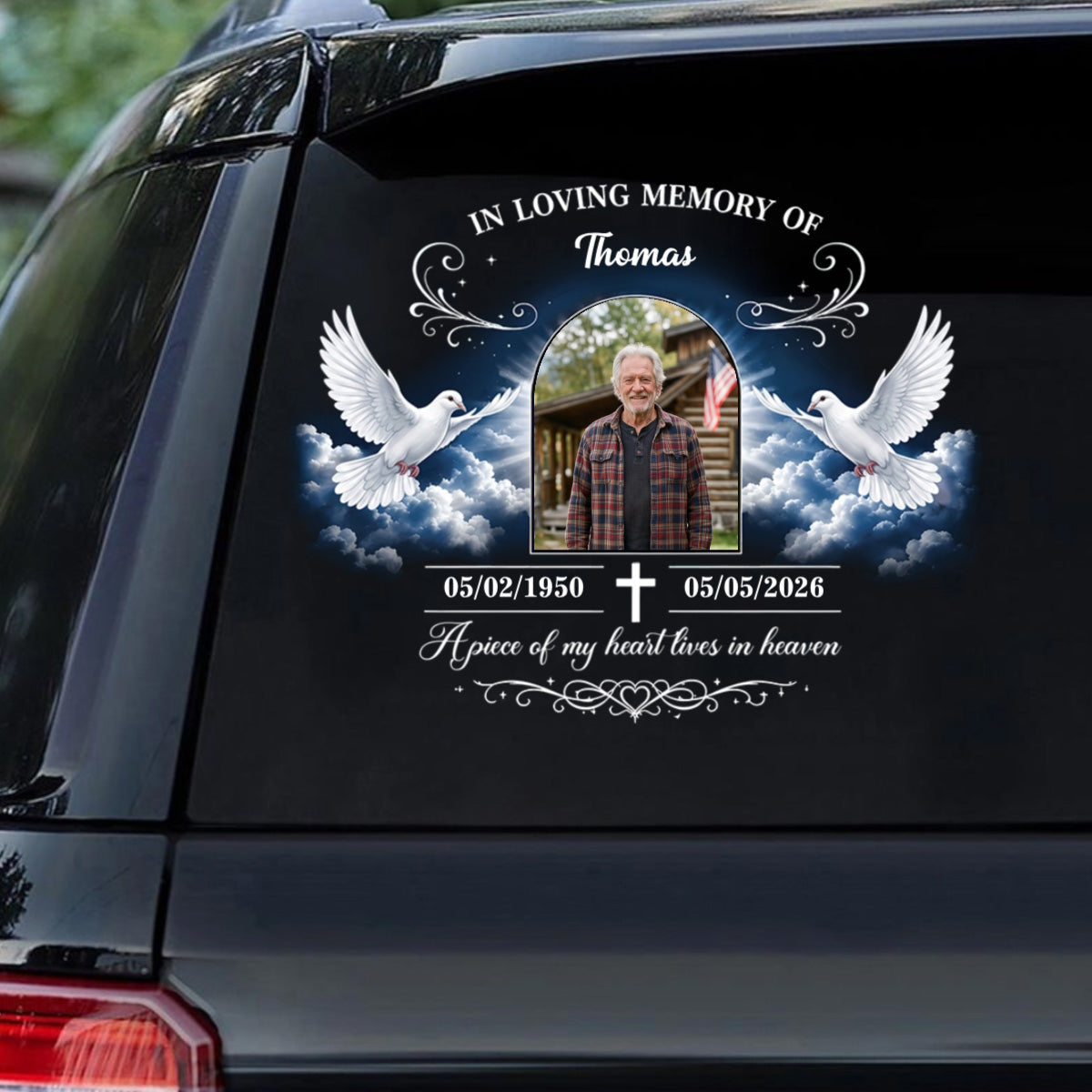 Personalized Remembrance Car Sticker "Forever In My Heart" - Custom Photo Memorial Window Decal