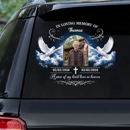 Personalized Remembrance Car Sticker "Forever In My Heart" - Custom Photo Memorial Window Decal
