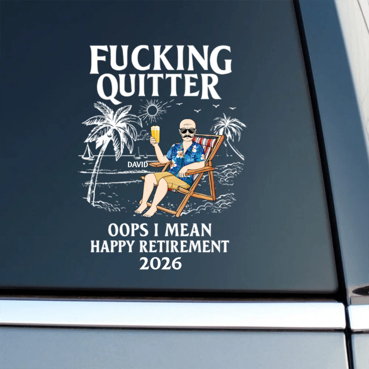 Goodbye Work, Hello Freedom – Personalized Funny Retirement Car Sticker, Custom Name & Year Decal