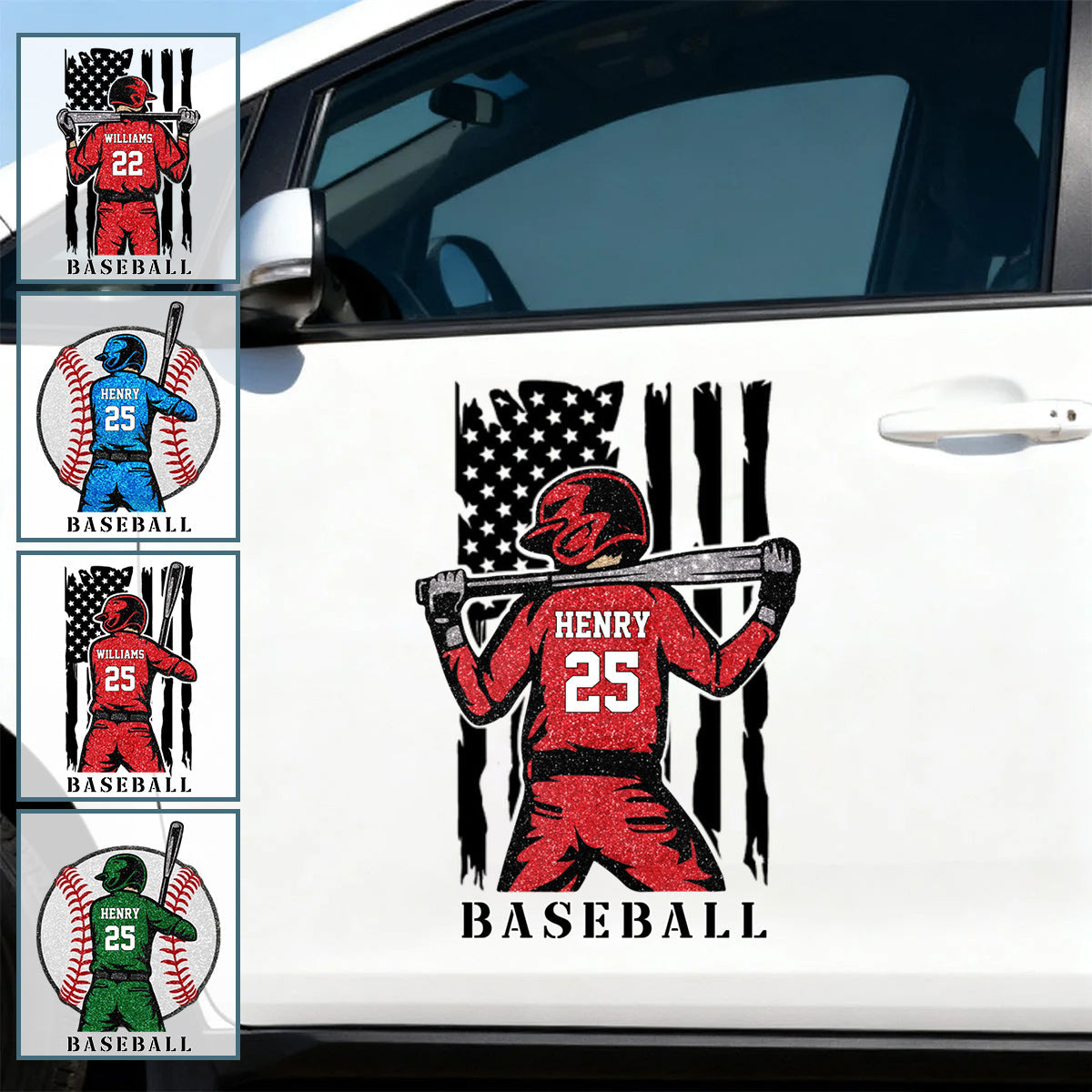Personalized Baseball Player Car Window Decal - Custom Name and Jersey Number Sports Sticker Gift