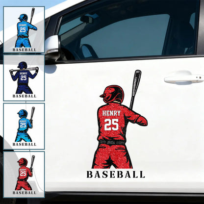 Personalized Baseball Player Car Window Decal - Custom Name and Jersey Number Sports Sticker Gift